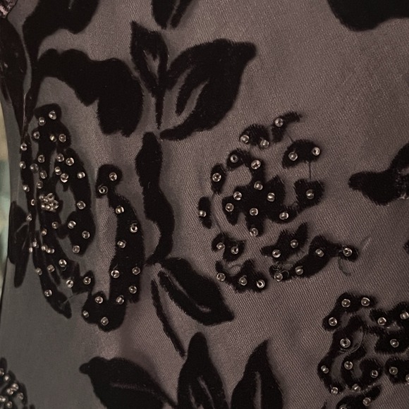 Vintage Sz 6 Silk Slip Dress Beaded Velvet Burnout Fairy Goth Witchy Stretchy - Picture 6 of 12